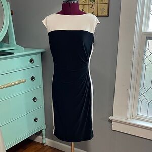 Chaps Elegant Black and White Midi Dress